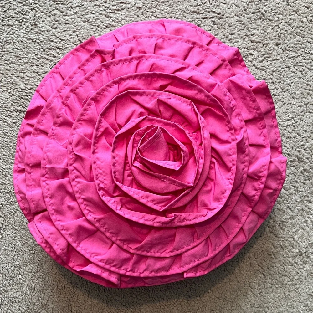Bright Pink Rosette Decorative Pillow